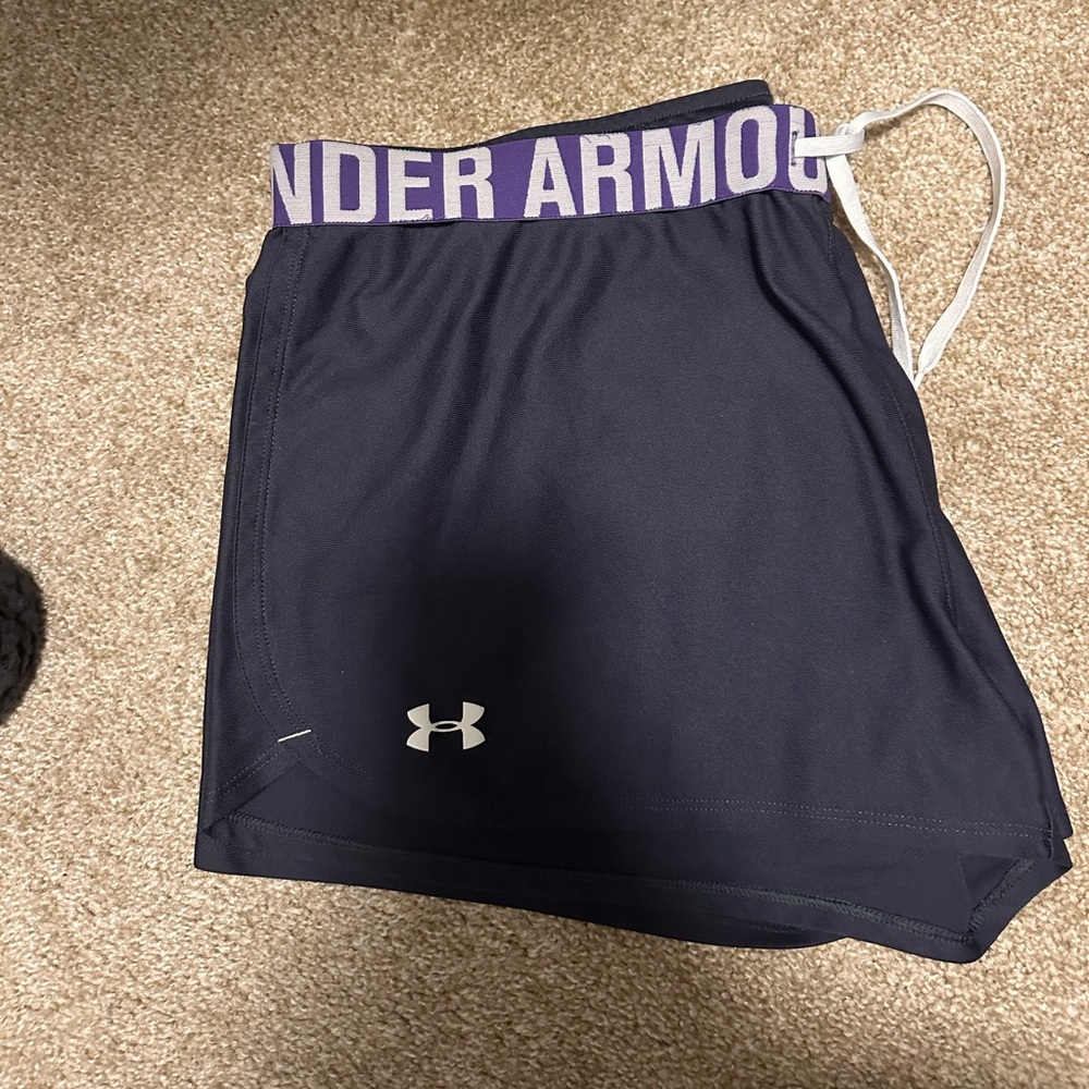 Under Armour Dark Blue Shorts with Purple Waistband